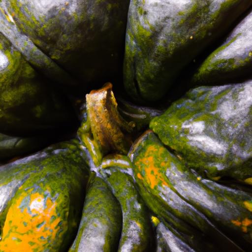 Freshly harvested buttercup squash with its distinct dark green skin and vibrant orange flesh.